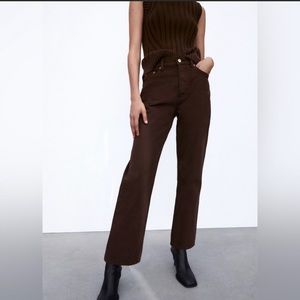 Zara Dark Brown High Waisted Denim Jeans - Size 02